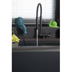 Kitchen mixer with spring folding barrel matt black Nice 29034M1NO