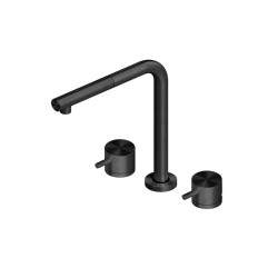 Mezclador de fregadero de cocina plegable de tres vías de acero inoxidable, color PVD oro negro Quadro srl 543.12.120ON