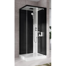 Cabina de ducha 80 x 80 versión derecha con apertura de hidromasaje 1 puerta batiente Novellini Glax 2 G+F G22GF80DT1-1UH