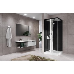 Cabina doccia 80 x 80 versione sinistra con idromassaggio apertura 1 anta battente Novellini Glax 2 G+F G22GF80ST1-1UH