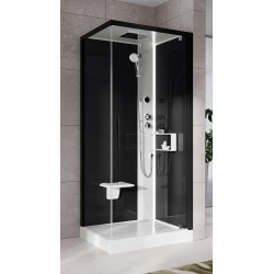 Cabina de ducha 80 x 80 versión derecha con hidromasaje más 1 apertura de puerta batiente Novellini Glax 2 G+F G22GF80DT1L-1UH