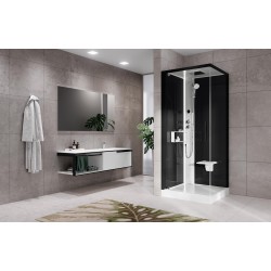 Shower cabin 80 x 80 left version with hydromassage plus opening 1 swing door Novellini Glax 2 G+F G22GF80ST1L-1UH