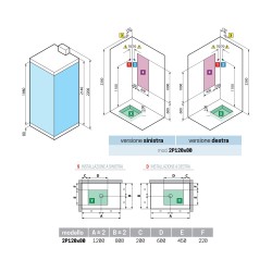 Cabina doccia 120 x 80 versione destra con idromassaggio apertura 1 anta scorrevole Novellini Crystal 2P HC22P120DT1F-1KA