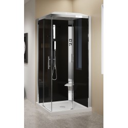 Multifunction shower cabin 80 x 80 with hydromassage opening 2 sliding doors Novellini Crystal A HC2A80T1F-1KH