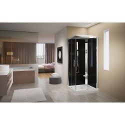 Multifunction shower cabin 80 x 80 with hydromassage opening 2 sliding doors Novellini Crystal A HC2A80T1F-1KH