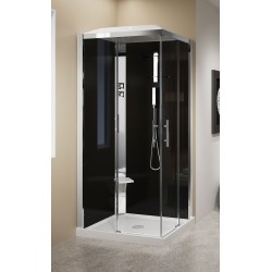 Cabine de douche 90 x 70 ouvrant 2 portes coulissantes version gauche avec hydromassage Novellini Crystal A HC2A7090ST1F-1KH