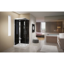 Cabine de douche 90 x 70 ouvrant 2 portes coulissantes version gauche avec hydromassage Novellini Crystal A HC2A7090ST1F-1KH