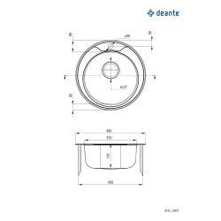 Évier de cuisine, Ø48 cm en acier inoxydable avec trou pour robinetterie Deante TWIST ZHC_3813