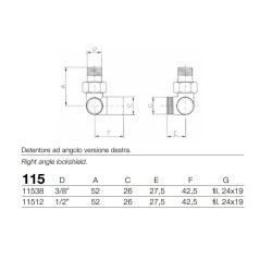 Angle valve holder right version chrome color Ø3/8"Gas Arteclima 11538