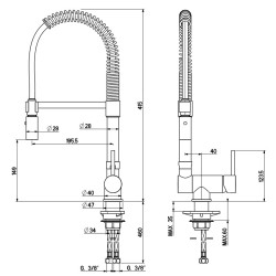 Miscelatore lavello cucina sottofinestra con molla Gattoni Rubinetterie 0285/PCC0.