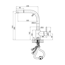 Stainless steel kitchen sink mixer with pull-out shower Pollini Acqua Design AK0063