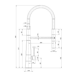 Stainless steel kitchen sink mixer with pull-out shower and black spout Pollini Acqua Design AK0081