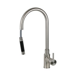 Miscelatore lavello cucina in acciaio inox con doccetta estraibile monogetto Pollini Acqua Design AP5581