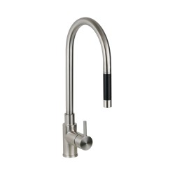 Stainless steel kitchen sink mixer with single-jet pull-out shower Pollini Acqua Design AP5581