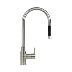 Stainless steel kitchen sink mixer with single-jet pull-out shower Pollini Acqua Design AP5581