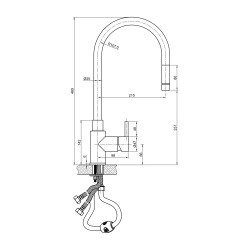 Stainless steel kitchen sink mixer with single-jet pull-out shower Pollini Acqua Design AP5581