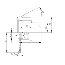 Mitigeur de bidet monocommande Huber Dado Cascade DC00056021