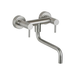 Wall mounted stainless steel kitchen sink mixer with low swivel spout Pollini Acqua Design AP5585