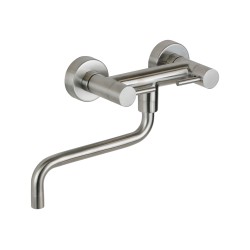 Wall mounted stainless steel kitchen sink mixer with low swivel spout Pollini Acqua Design AP5585