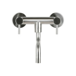 Wall mounted stainless steel kitchen sink mixer with low swivel spout Pollini Acqua Design AP5585