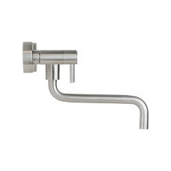 Wall mounted stainless steel kitchen sink mixer with low swivel spout Pollini Acqua Design AP5585