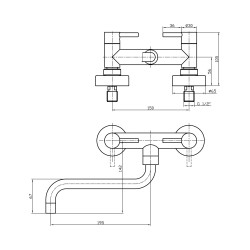 Wall mounted stainless steel kitchen sink mixer with low swivel spout Pollini Acqua Design AP5585