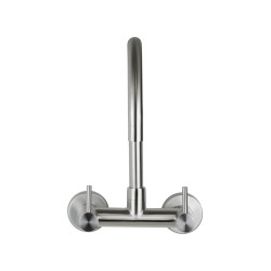 Wall mounted stainless steel kitchen sink mixer with high swivel spout Pollini Acqua Design AP5589