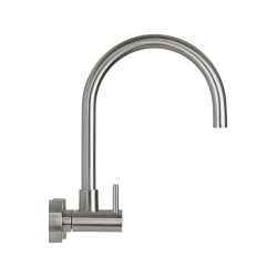 Miscelatore lavello cucina a muro in acciaio inox con canna orientabile alta Pollini Acqua Design AP5589