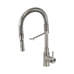 Stainless steel kitchen sink mixer with spring and pull-out shower Pollini Acqua Design CM0005