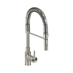 Stainless steel kitchen sink mixer with spring and pull-out shower Pollini Acqua Design CM0005