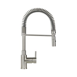 Stainless steel kitchen sink mixer with spring and pull-out shower Pollini Acqua Design CM0005