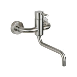 Wall mounted stainless steel kitchen sink mixer with swivel spout Pollini Acqua Design AP2071