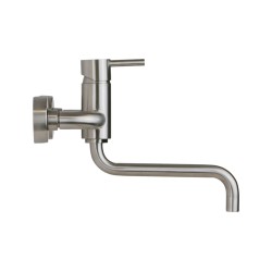 Wall mounted stainless steel kitchen sink mixer with swivel spout Pollini Acqua Design AP2071