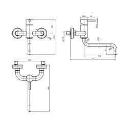 Miscelatore lavello cucina a parete in acciaio inox con bocca di erogazione orientabile Pollini Acqua Design AP2071