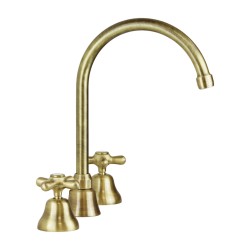 Rubinetto lavabo 3 fori canna alta in colore bronzo Gattoni Calypso 1109350V0