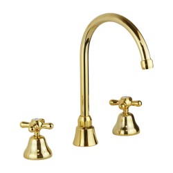 Grifo para lavabo de 3 agujeros de caño alto en color dorado Gattoni Calypso 1109350D0
 Colores-Oro Desagüe-Desagüe automático 1"1/4