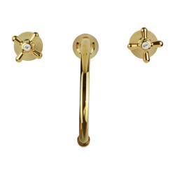 3-hole high spout basin tap in gold color Gattoni Calypso 1109350D0