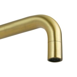 Wall mounted kitchen sink mixer in brushed gold PVD stainless steel with swivel spout Pollini Acqua Design AP2071C