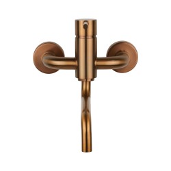 Wall mounted kitchen sink mixer in brushed copper PVD stainless steel with swivel spout Pollini Acqua Design AP2071R