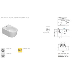 Bidet in ceramica bianco lucido installazione sospesa 54 x 36 cm Ceramica Globo LALITA LTS09BI