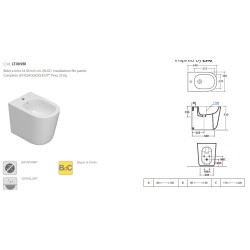 Bidet en céramique, sur pied, installation au ras du mur, 54 x 36 cm, couleur blanc brillant Ceramica Globo LALITA LT009BI