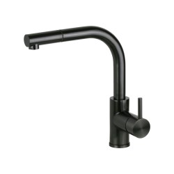 Gunmetal color stainless steel kitchen sink mixer with pull-out shower Pollini Acqua Design NF0004B