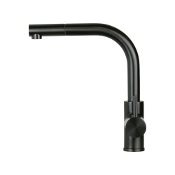 Gunmetal color stainless steel kitchen sink mixer with pull-out shower Pollini Acqua Design NF0004B