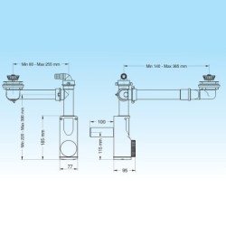 Siphon kit for kitchen sink with basket waste mini gattinara outlet Ø40 mm Lira SPAZIO 1NT 9.1289.16