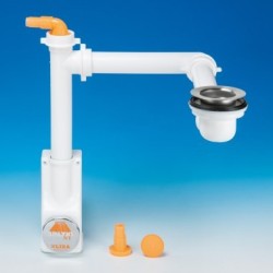 Kit sifón ahorra espacio para fregadero de cocina con mini desagüe blanco, salida Ø50 LIRA SPAZIO 1NT 9.1289.17