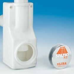 Kit siphon blanc gain de place pour évier de cuisine avec mini vidage, sortie Ø56 LIRA SPAZIO 1NT 9.1289.19