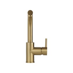 Brushed gold PVD stainless steel kitchen sink mixer with pull-out shower Pollini Acqua Design NF0004C