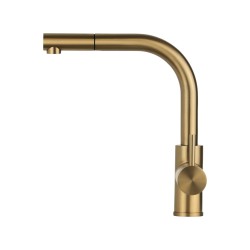 Brushed gold PVD stainless steel kitchen sink mixer with pull-out shower Pollini Acqua Design NF0004C