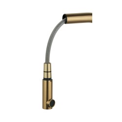 Brushed gold PVD stainless steel kitchen sink mixer with pull-out shower Pollini Acqua Design NF0004C