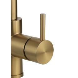 Brushed gold PVD stainless steel kitchen sink mixer with pull-out shower Pollini Acqua Design NF0004C